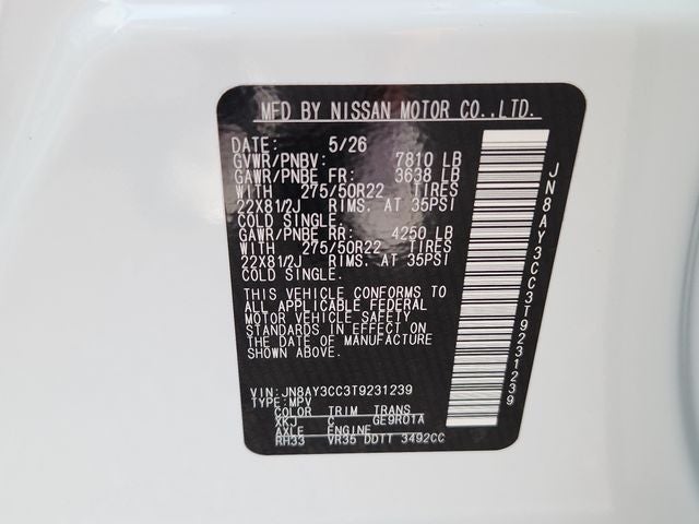 2026 Nissan Armada Platinum Reserve