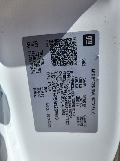 2021 Chevrolet Express Cargo RWD 2500 Regular Wheelbase WT